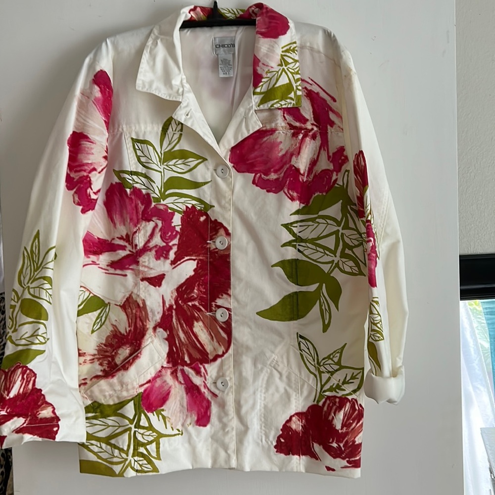 Chico’s size 3 Casual Outwear Jacket Women's size X Large with pockets